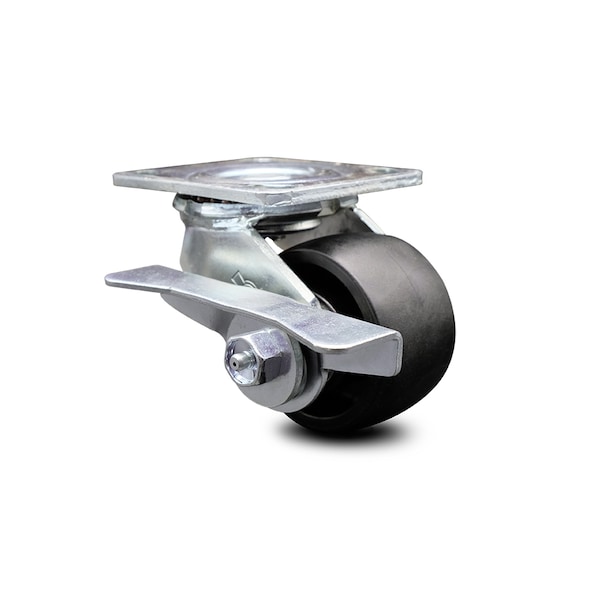 Service Caster 3.25 Inch Glass Filled Nylon Swivel Caster with Roller Bearing and Brake SCC SCC-30CS3420-GFNR-SLB - main
